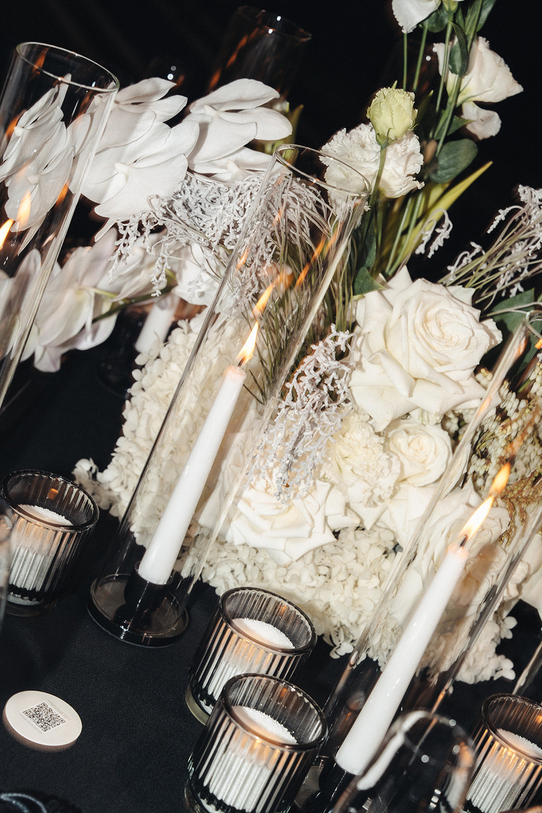Black Ripple/Ribbed Tea Light Holders - Vicky Rahmic Weddings and Events