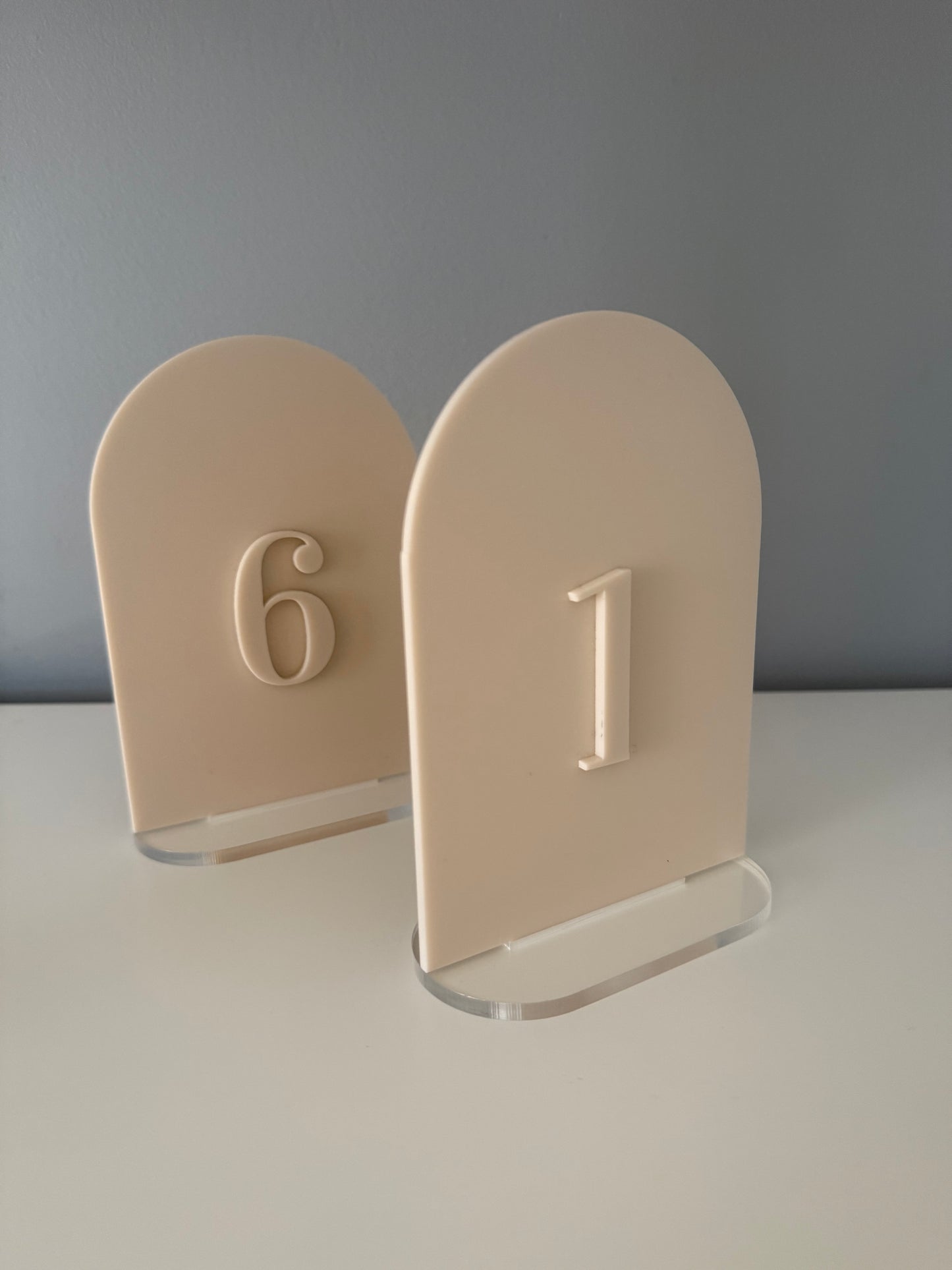 Neutral Arched Acrylic Table Numbers