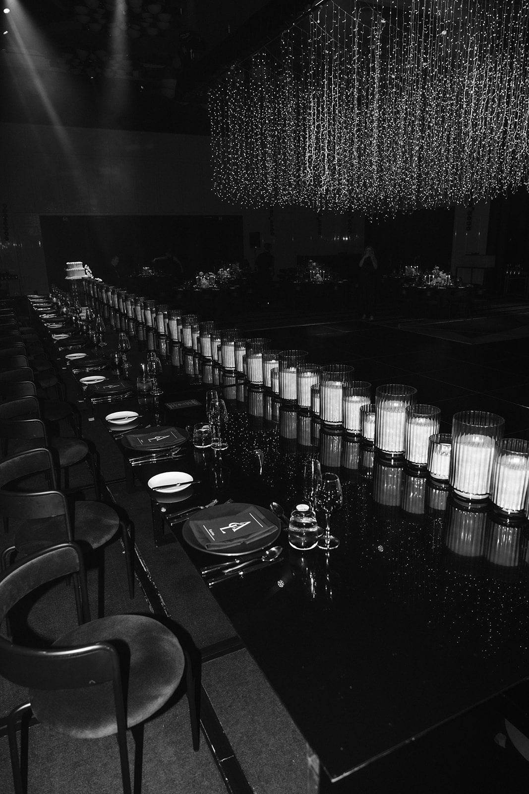 Candlelit banquet table design at Crown Perth wedding
