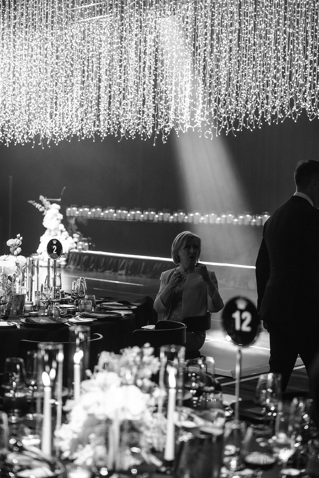 Candlelit wedding reception styling at Crown Perth ballroom