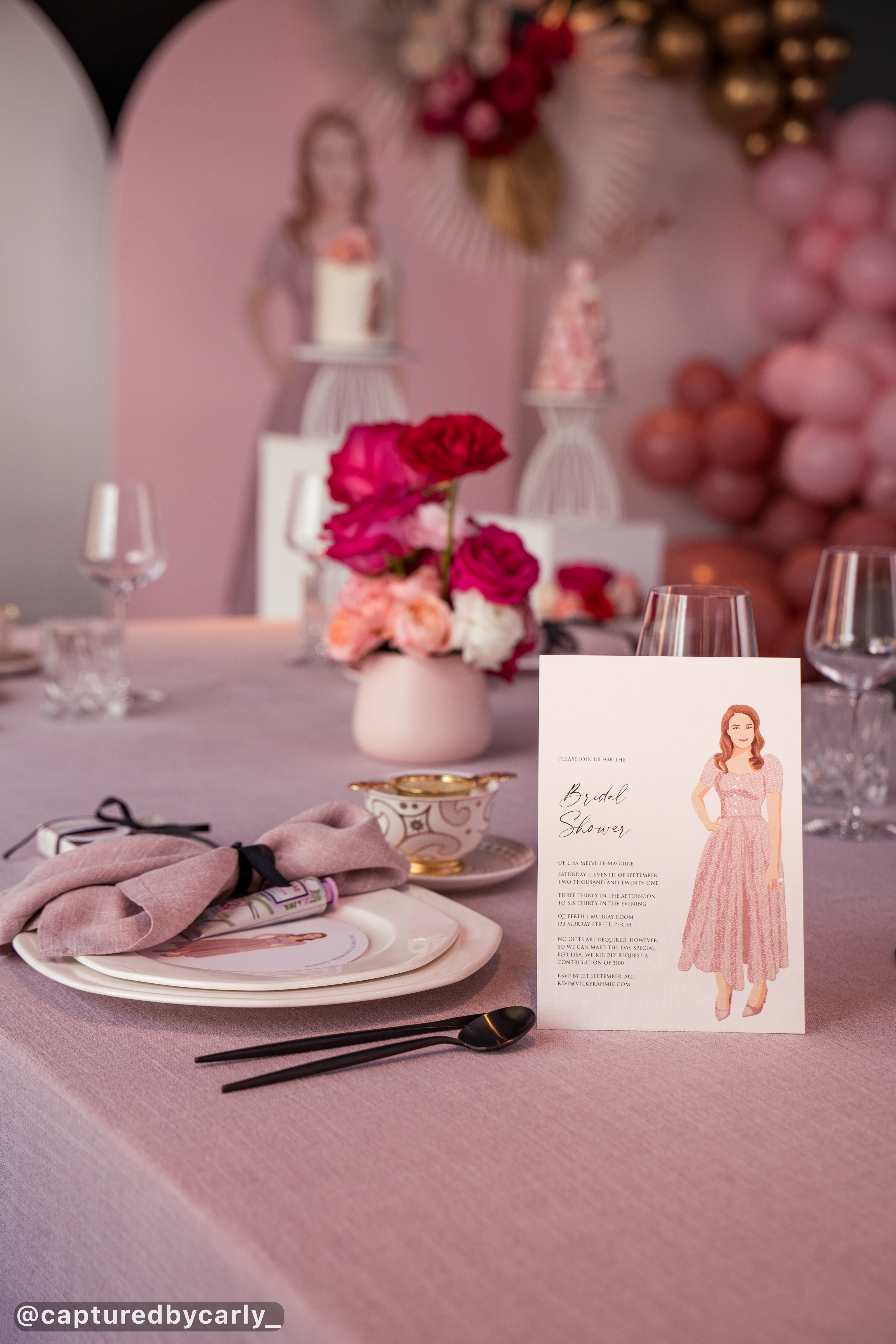 Pink gold and white Parisian style bridal shower