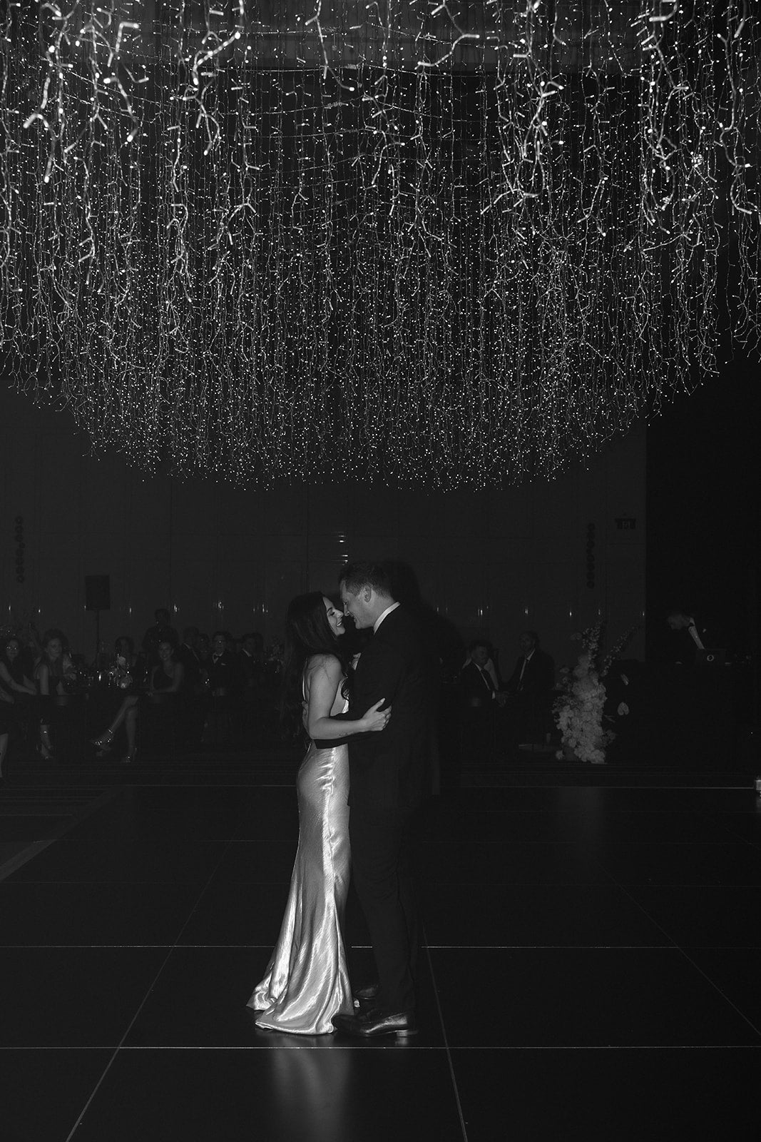 Bride and groom sharing a moment on the dance floor at Crown Perth