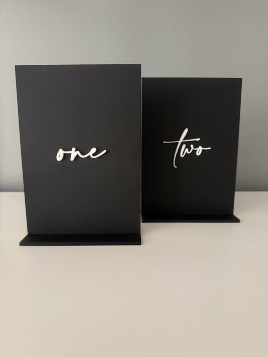 Black and White Acrylic Table Numbers