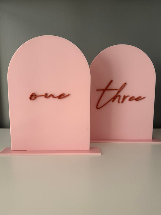 Pink Acrylic Table Numbers